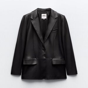 Zara Black Leather Blazer